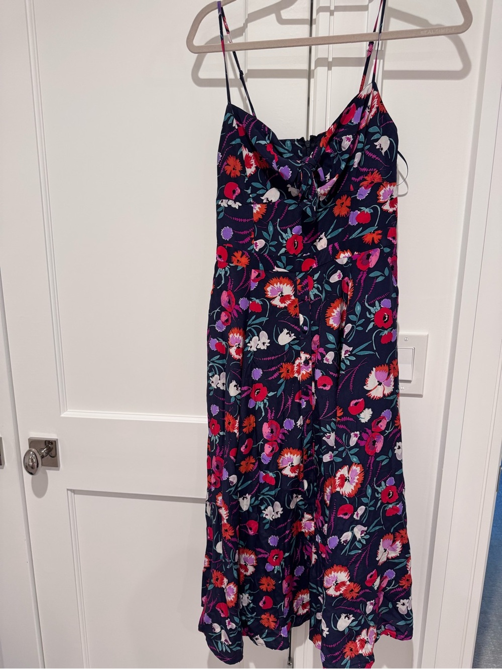 Yumi Kim. Floral Navy Midi Slip Dress with Spaghetti Straps. Size medium.